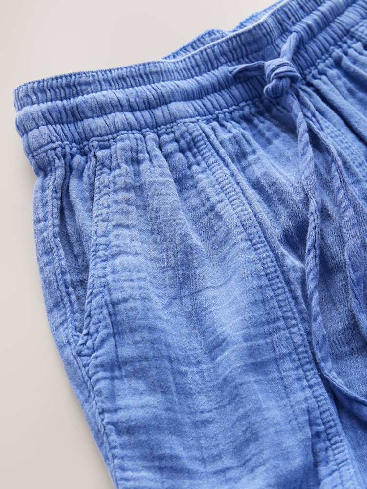 Navy 100% Cotton Double Cloth Pull On Harem Trousers - Image 8 of 8