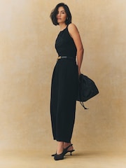 Black Elasticated Waist Barrel Leg Trousers - Image 2 of 9