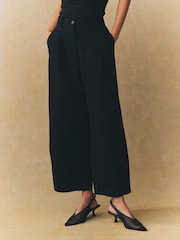 Black Elasticated Waist Barrel Leg Trousers - Image 3 of 9