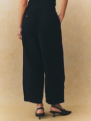Black Elasticated Waist Barrel Leg Trousers - Image 4 of 9