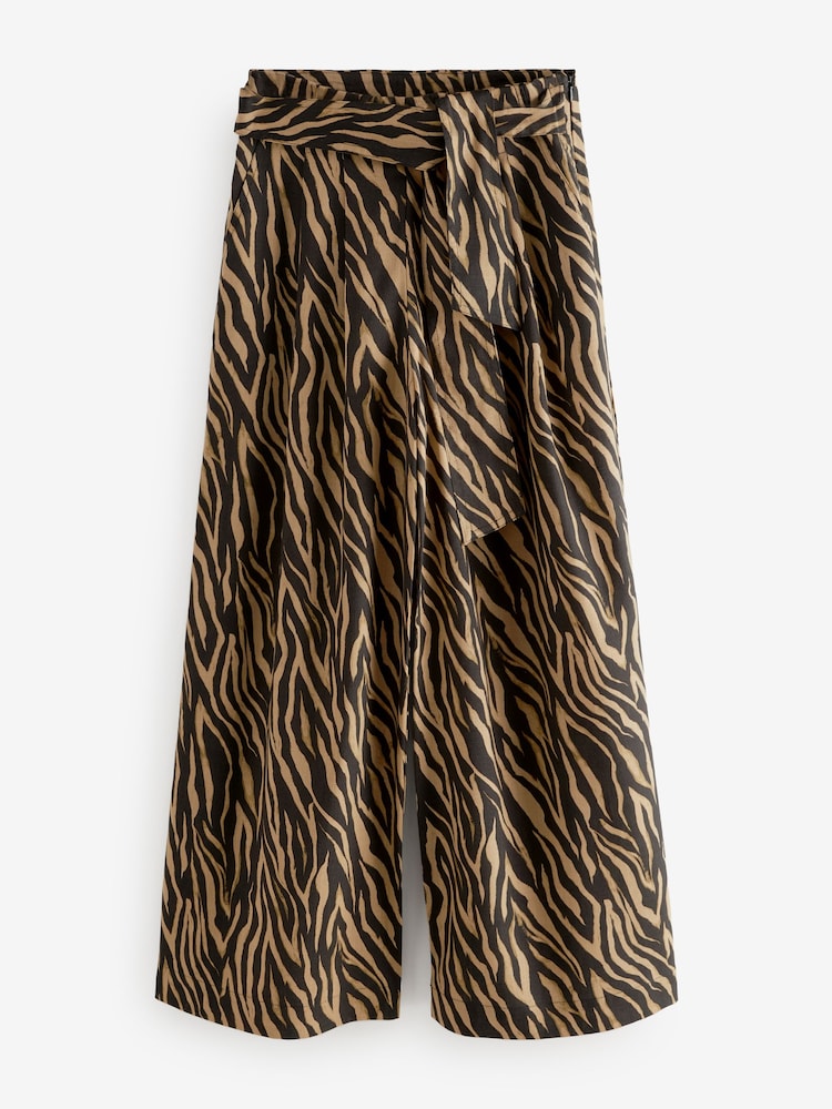 Animal Tie Waist Wide Leg Trousers - Image 1 of 3