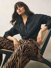 Animal Tie Waist Wide Leg Trousers - Image 4 of 8