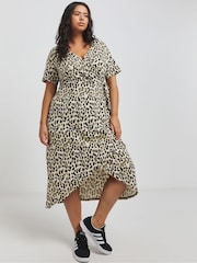 Simply Be Leopard Print Supersoft Jersey Wrap Dress - Image 1 of 4