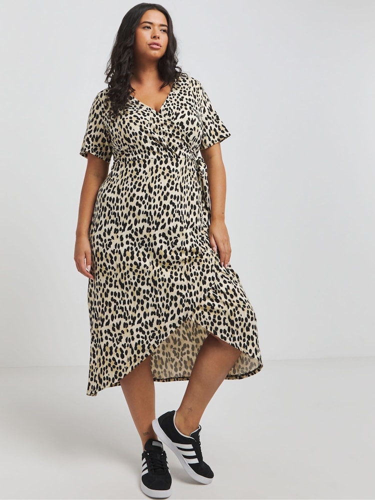 Simply Be Leopard Print Supersoft Jersey Wrap Dress - Image 1 of 4
