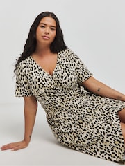 Simply Be Leopard Print Supersoft Jersey Wrap Dress - Image 3 of 4