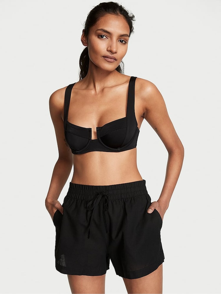 Victoria's Secret Black Linen Cover Up Shorts - Image 1 of 3