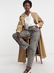 JD Williams Brown Leopard Print Denim Jeans - Image 1 of 5