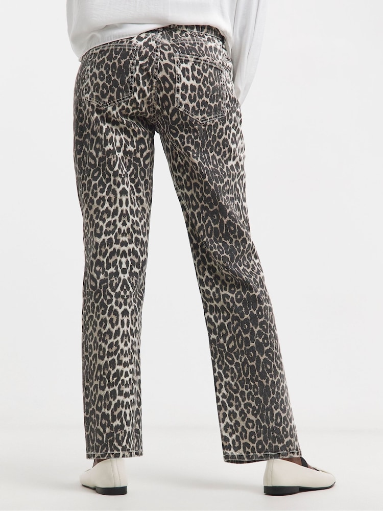 JD Williams Brown Leopard Print Denim Jeans - Image 2 of 5