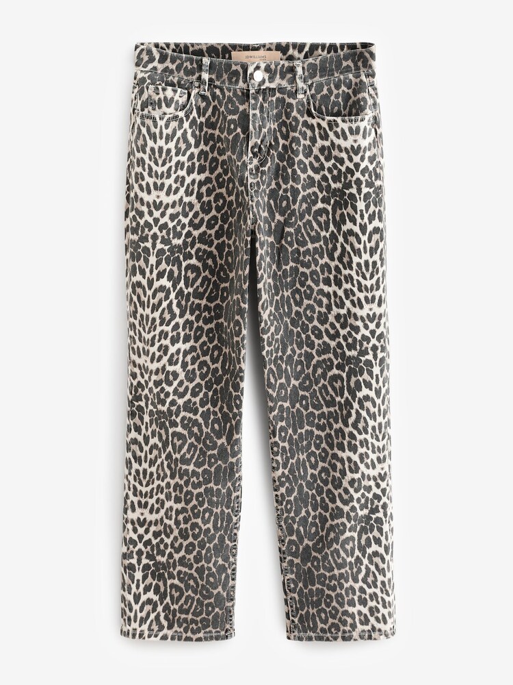 JD Williams Brown Leopard Print Denim Jeans - Image 5 of 5