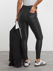 Simply Be Black Coated Pull On Skinny Jeggings - Image 2 of 4