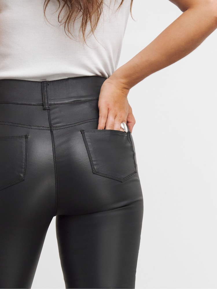 Simply Be Black Coated Pull On Skinny Jeggings - Image 4 of 4
