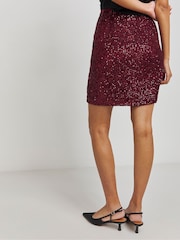 Simply Be Red Stretch Sequin Mini Skirt - Image 2 of 4