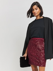 Simply Be Red Stretch Sequin Mini Skirt - Image 3 of 4