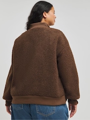 Simply Be Brown Teddy Zip Collar Sweat - Image 2 of 4