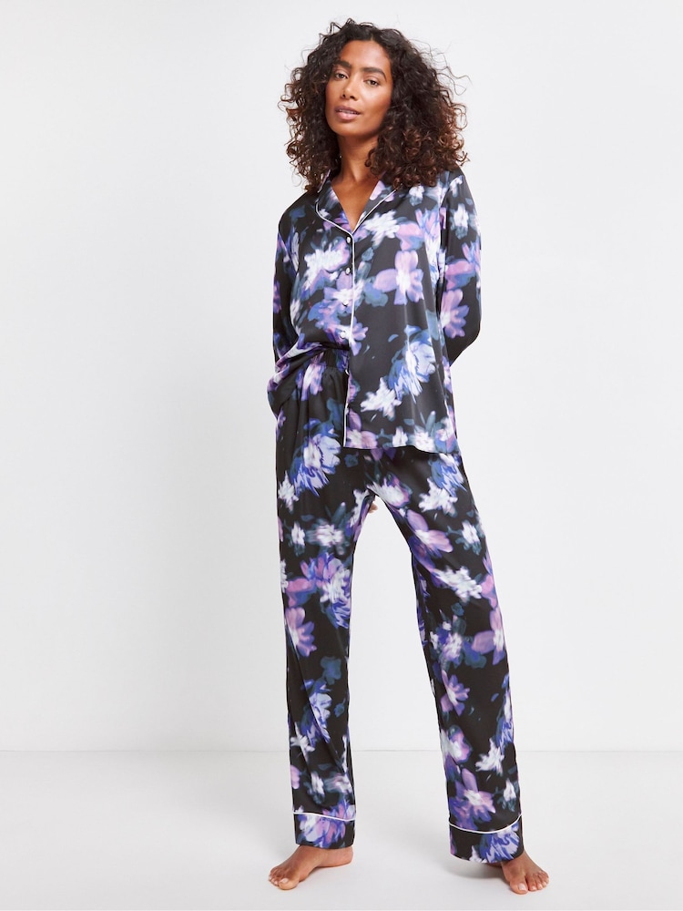 Figleaves Button Through Black Pyjamas Set - Image 1 of 4