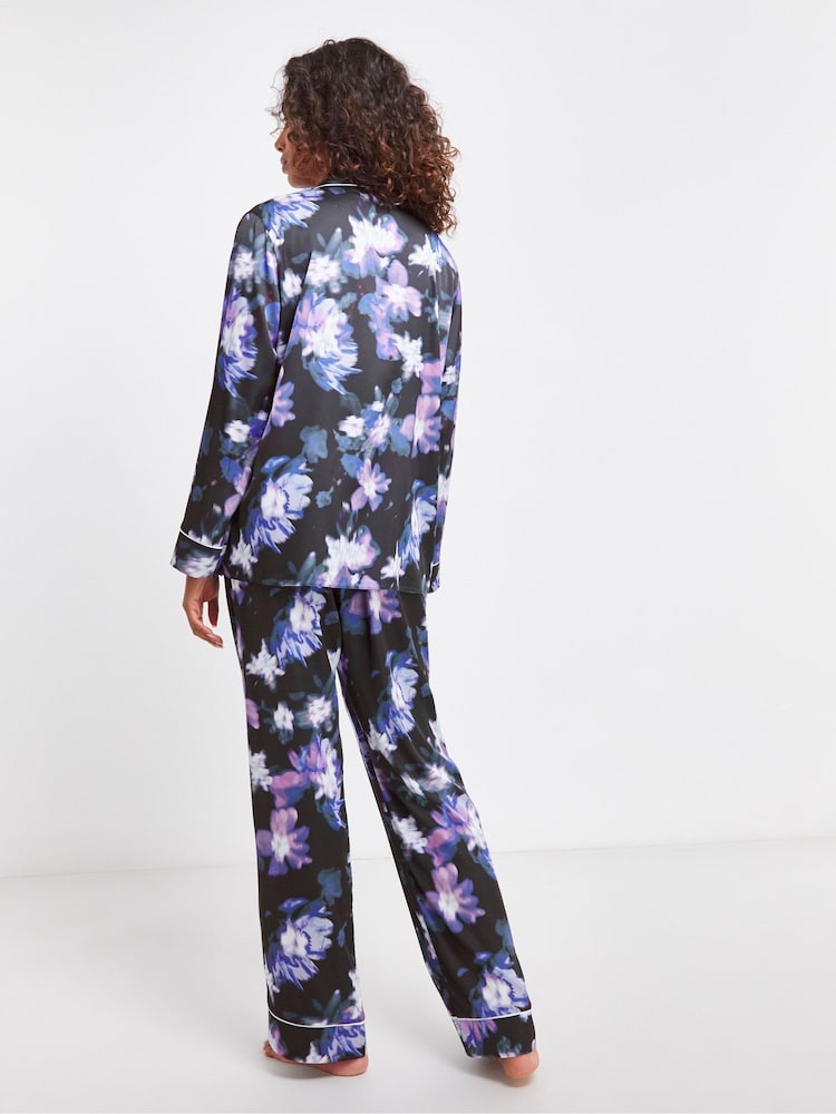 Figleaves Button Through Black Pyjamas Set - Image 2 of 4 Figleaves Button Through Black Pyjamas Set - Image 2 of 4