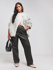 Simply Be Black PU Straight Leg Trousers - Image 3 of 4