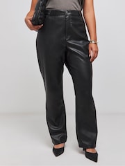 Simply Be Black PU Straight Leg Trousers - Image 3 of 4