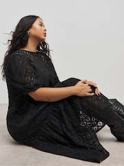 Simply Be Black Lace Tiered Maxi Dress - Image 3 of 4