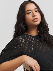 Simply Be Black Lace Tiered Maxi Dress - Image 4 of 4