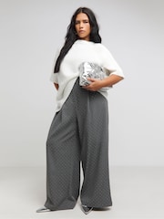 Simply Be Grey Hotfix Wide Leg Tailored Trousers - Image 2 of 4