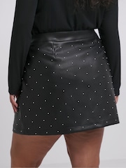 Simply Be Black PU Embellished Mini Skirt - Image 3 of 4