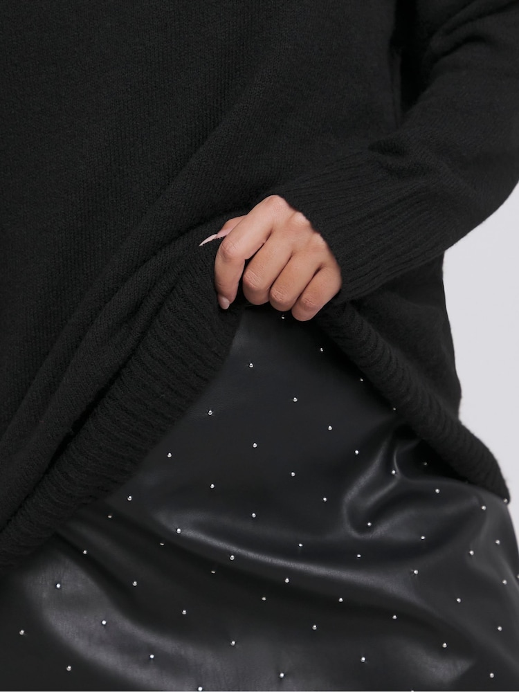 Simply Be Black PU Embellished Mini Skirt - Image 4 of 4