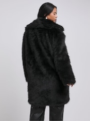 Simply Be Black Longline Collar Reverse Faux Fur Coat - Image 2 of 4
