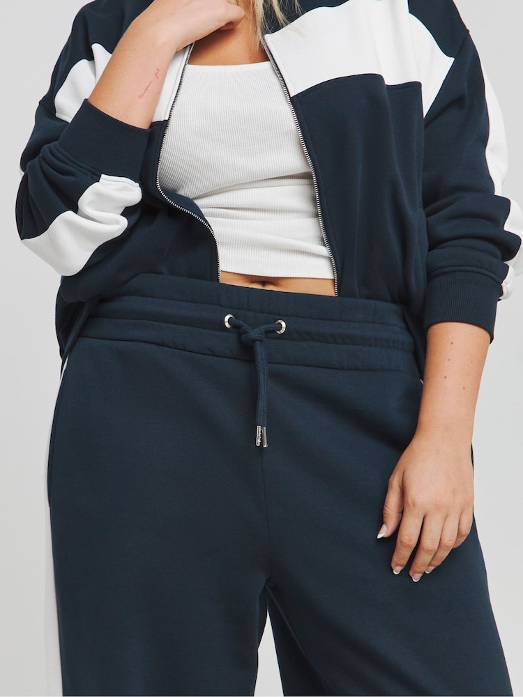 Simply Be Blue Stripe Wide Leg Joggers - Image 2 of 4