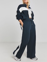 Simply Be Blue Stripe Wide Leg Joggers - Image 3 of 4