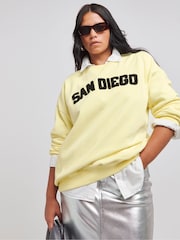 Simply Be Yellow San Diego Slogan Sweater - Image 1 of 4