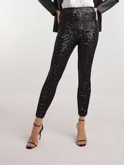 Simply Be Black Sequin Leggings - Image 3 of 4