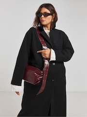 Simply Be Black Faux Fur Wool Maxi Coat - Image 3 of 4