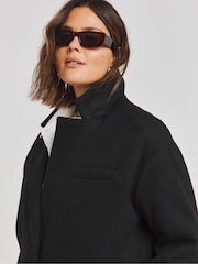 Simply Be Black Faux Fur Wool Maxi Coat - Image 4 of 4