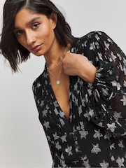 Simply Be Black Jacquard Skater Dress - Image 4 of 4