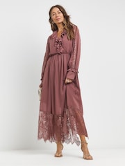 JD Williams Pink Frill Lace Detail Maxi Dress - Image 1 of 4