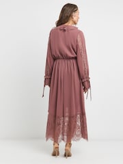 JD Williams Pink Frill Lace Detail Maxi Dress - Image 2 of 4