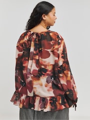Simply Be Red Georgette Ruffle Blouse - Image 2 of 4