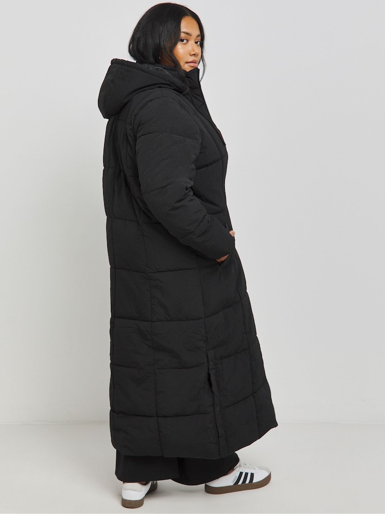 Simply Be Black Square Padded Maxi Duvet Coat - Image 2 of 4 Simply Be Black Square Padded Maxi Duvet Coat - Image 2 of 4