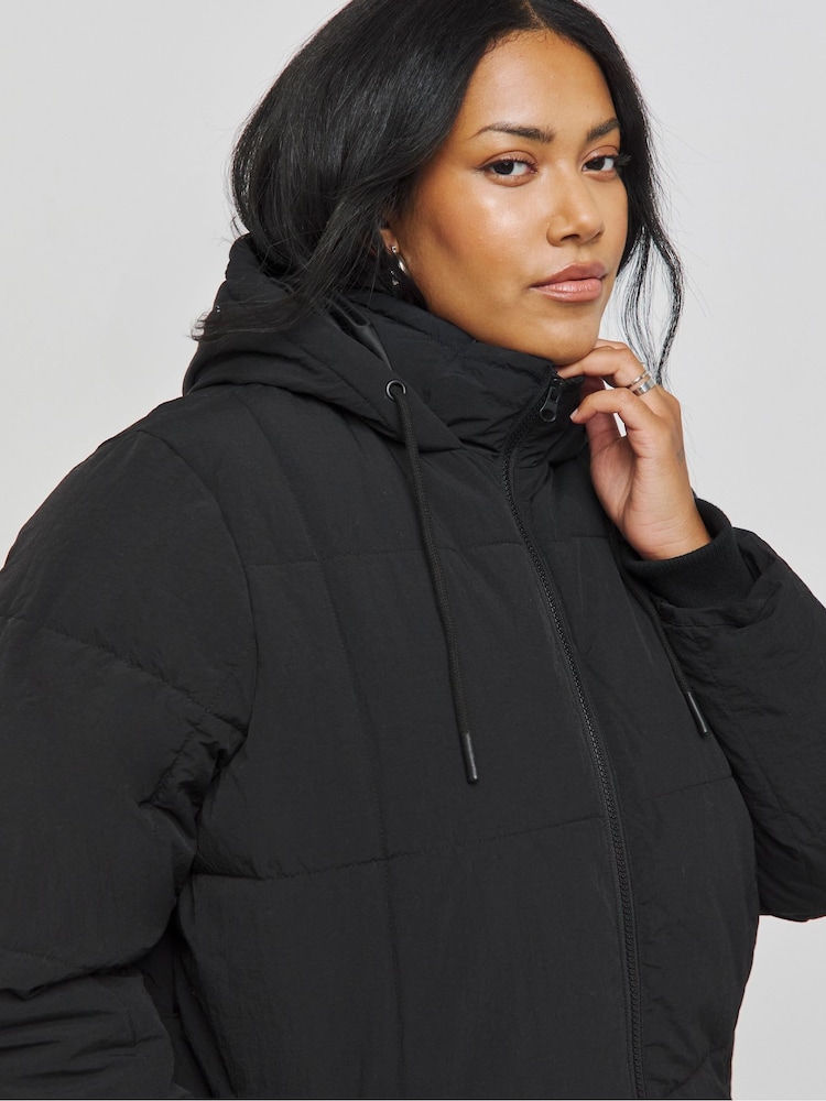 Simply Be Black Square Padded Maxi Duvet Coat - Image 4 of 4 Simply Be Black Square Padded Maxi Duvet Coat - Image 4 of 4