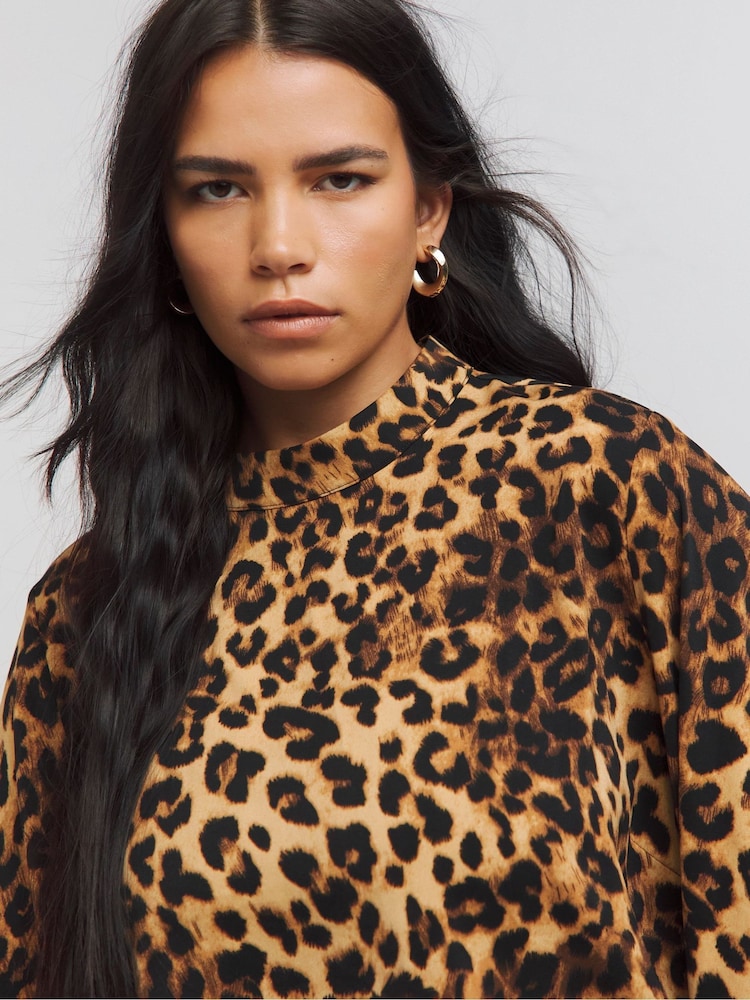 Simply Be Brown Leopard Print Collared Blouse - Image 4 of 4 Simply Be Brown Leopard Print Collared Blouse - Image 4 of 4