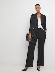 JD Williams Black Satin Jacquard Double Breasted Blazer - Image 4 of 4