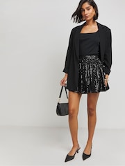 Simply Be Black Sequin Flippy Shorts - Image 3 of 4