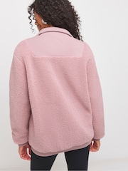 JD Williams Pink Zip Through Ribbed Collar Borg Jacket - Image 2 of 4