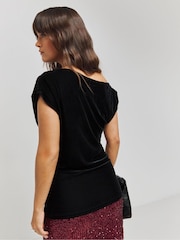 Simply Be Black Velour Off The Shoulder Top - Image 2 of 4