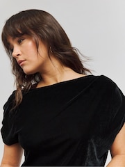 Simply Be Black Velour Off The Shoulder Top - Image 3 of 4