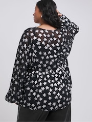 Simply Be Silver Star Jacquard Smock Top - Image 2 of 4