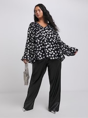 Simply Be Silver Star Jacquard Smock Top - Image 3 of 4