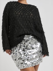 Silber - Simply Be Mixed Disc Sequin Mini Skirt - Bild 1 von 4