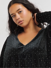 Simply Be Black Velour Hotfix Smock Dress - Image 4 of 4